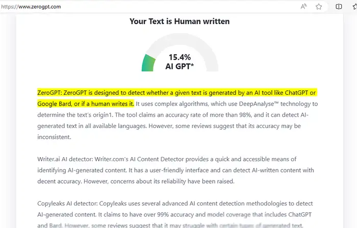 How accurate ZeroGPT is?