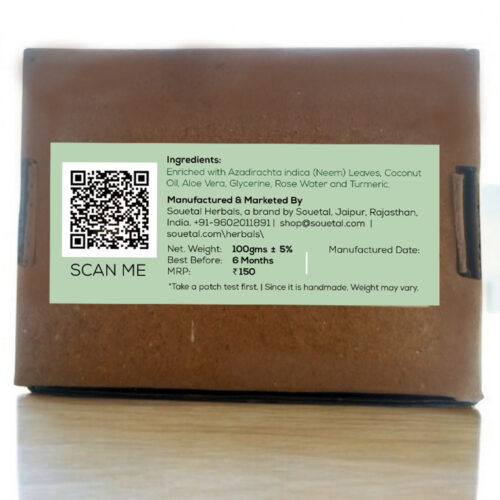 Souetal Herbals Neem Handmade Soap (100gms) - Image 3