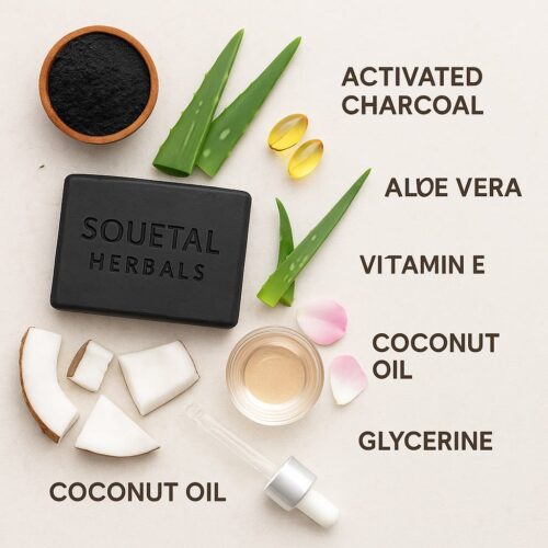 Souetal Herbals Charcoal Handmade Soap (100gms) - Image 5